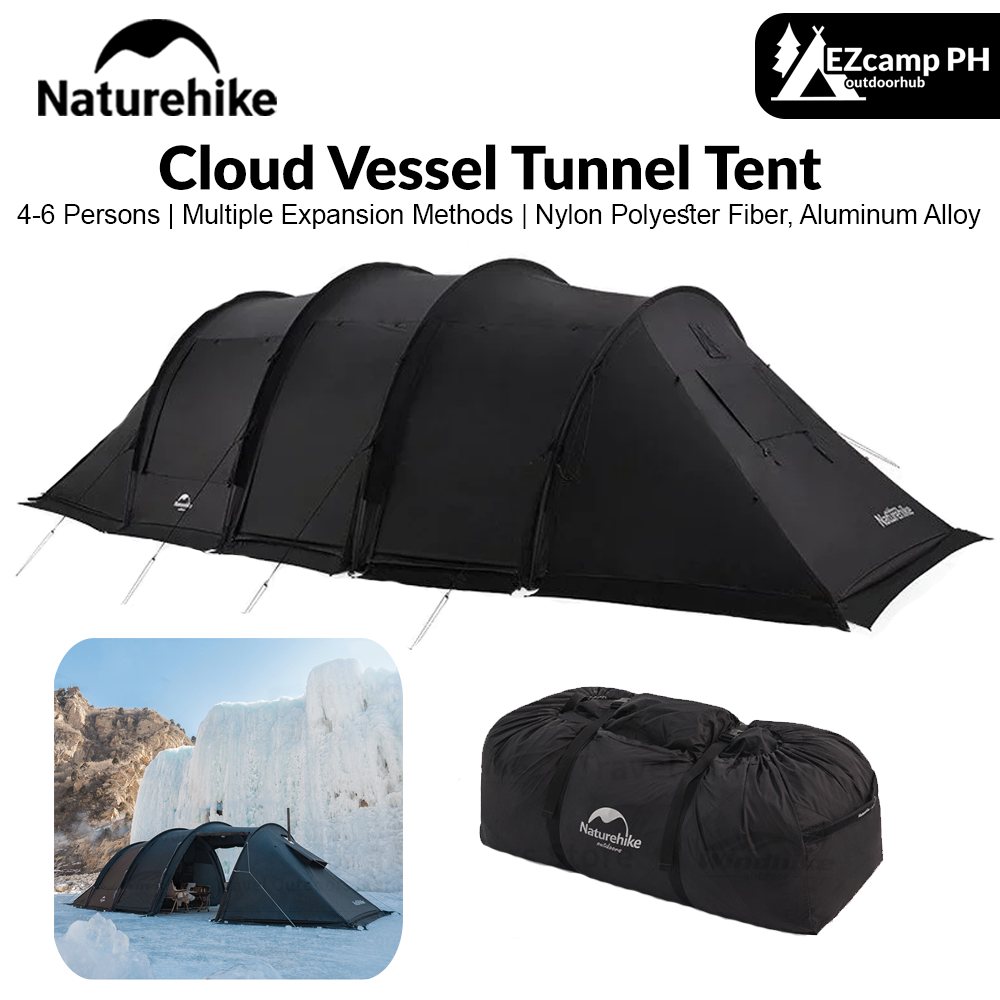 Naturehike Cloud Vessel Tunnel Tent With Snow Skirt Large 4-6 Persons Supplies Equipment Outdoor Camping Picnic Travel Tourist 150D Oxford Cloth UPF50+ Heavy Duty Original Nature Hike