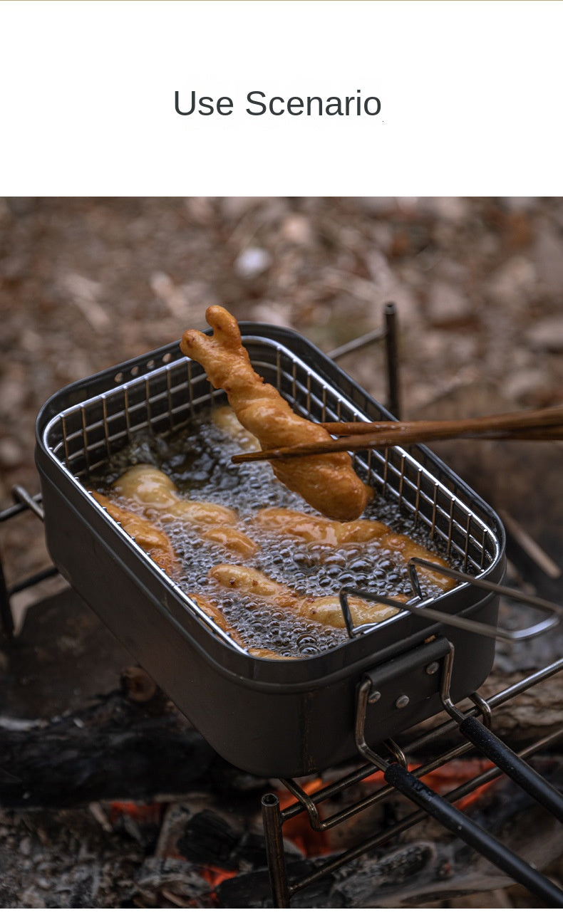 Campingmoon S-1218 Stainless Steel Frying Basket Portable Lightweight Mesh Strainer Deep Fryer For Lunchbox Outdoor Camping Cookware Accessories Add-on