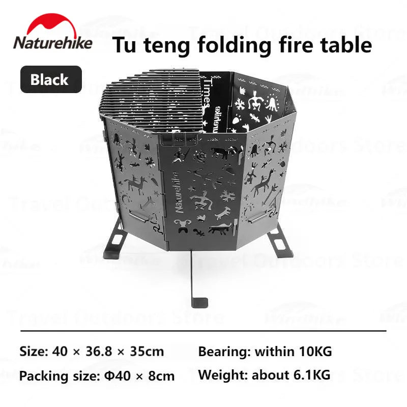 Naturehike TOTEM 2.0 Folding Fire Table Portable Ultralight Multipurpose Wood Stove Fire Pit Bonfire Firewood BBQ Grill Outdoor Camping