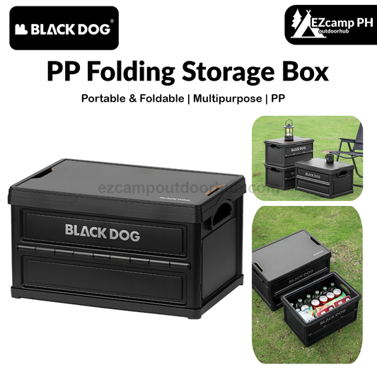Blackdog PP Folding Storage Box Portable Foldable Multipurpose 23/45L Collapsible Black Storage Container With Wood Table Board Outdoor Camping