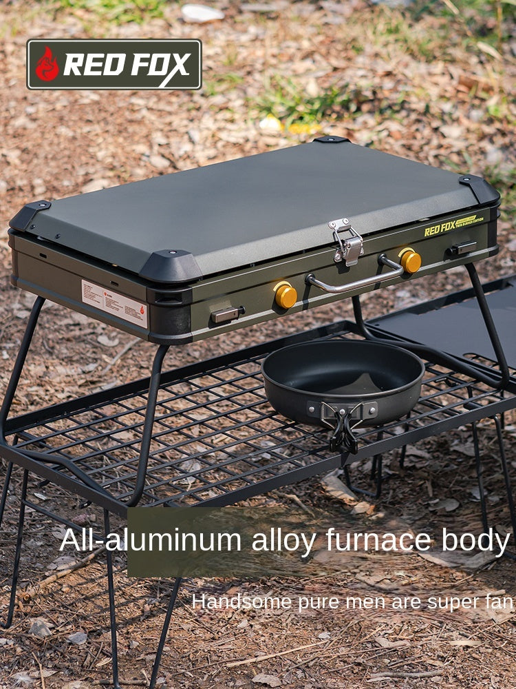 Redfox FIREFOX PRO Double Stove Portable Foldable Premium Split Dual Butane Canister Cassette Stove With Windshield Outdoor Camping Aluminum Alloy
