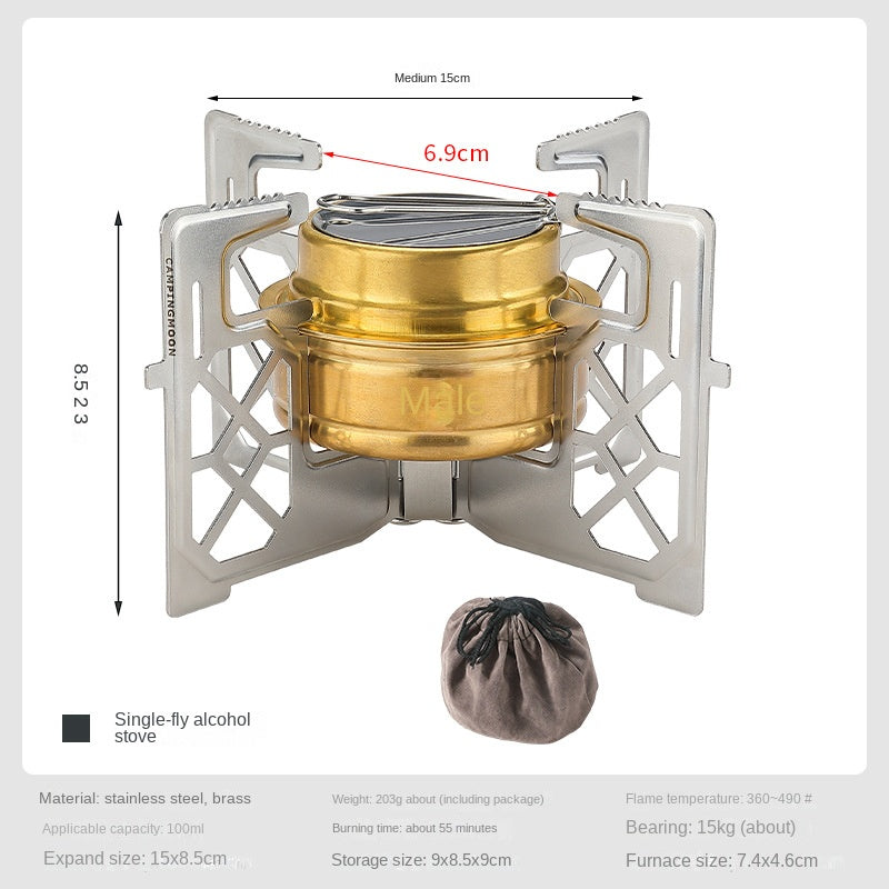 Campingmoon AS-ST Solo Alcohol Stove Stand Bracket Portable Ultralight Liquid Stove Mount Outdoor Camping Hiking Cooking Alcohol Fuel Stainless Steel