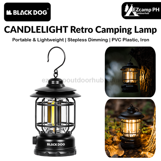 Blackdog CANDLELIGHT Retro Camping Lamp Black LED Light Ambient Lantern USB Charging 1800mAh Battery Long Life Lamp IP44 Waterproof Tent Outdoor