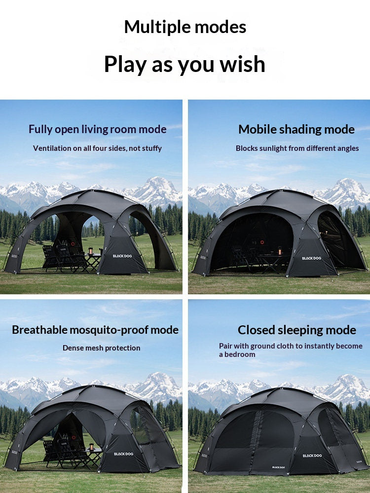 Blackdog WONDERLAND BASE Dome Modular Tent 12m² Large Space Outdoor Living Area Tarp Canopy Shelter Black Vinyl Coated Sunscreen Waterproof PU2000