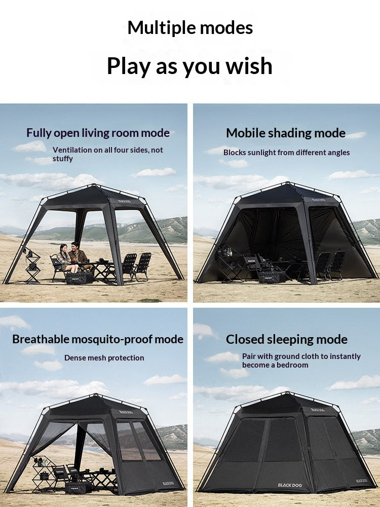 Blackdog DOME SKY Lite Automatic Tent Portable Fast Build Modular Tent Tarp Canopy Waterproof Black Vinyl Coated Sunscreen 9m² Shade Area Outdoor