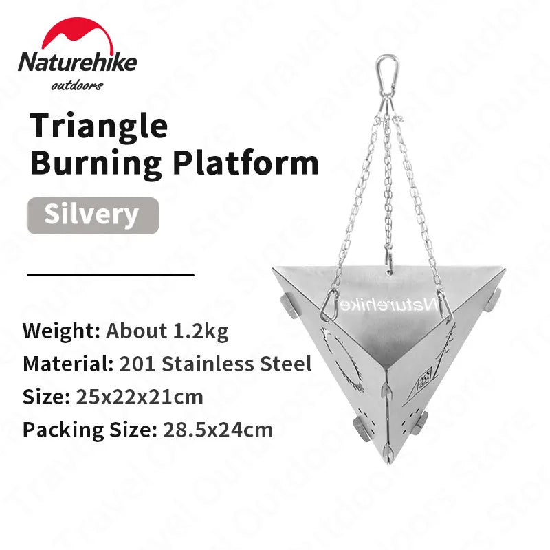 Naturehike Triangle Burning Platform Portable Ultralight Stainless Steel Grill Bonfire Rack Warm Oneself Hanging Furnace Fire Bowl Camping Outdoor