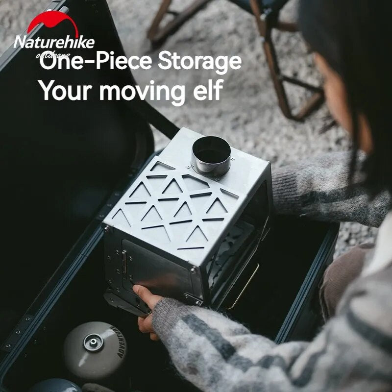 Naturehike ICEFIELD ELF Fire Wood Stove Outdoor Camping Heating Cooking Burner Tent Firewood Heater Boiling Water 4kg Ultralight Stainless Steel 430