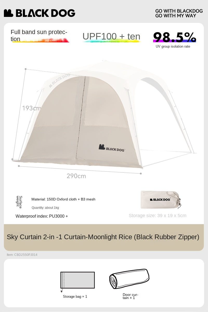 BLACKDOG DOME SKY Automatic Fast Multiple Setting Modular Canopy Tent Bedroom Awning Living Area Waterproof Outdoor Camping Vinyl Coated Sunscreen