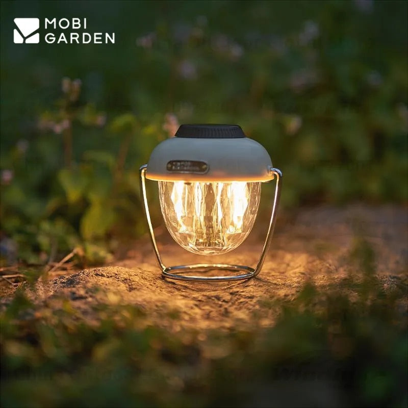 Mobi Garden STAR FRUIT Retro LED Lamp Outdoor Camping Atmosphere Ambient Lighting 300 Lumens up to 50H IPX4 Waterproof USB C Charging Battery 3 Light Mode Tent Hanging Stand Lantern Mobigarden