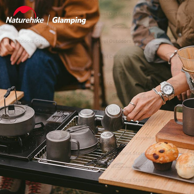 Naturehike Camping Portable Shelf IGT Compatible 304 Stainless Steel Draining Basket Tray Kitchen Storage Basket Integrated Grill Stove Table Add on