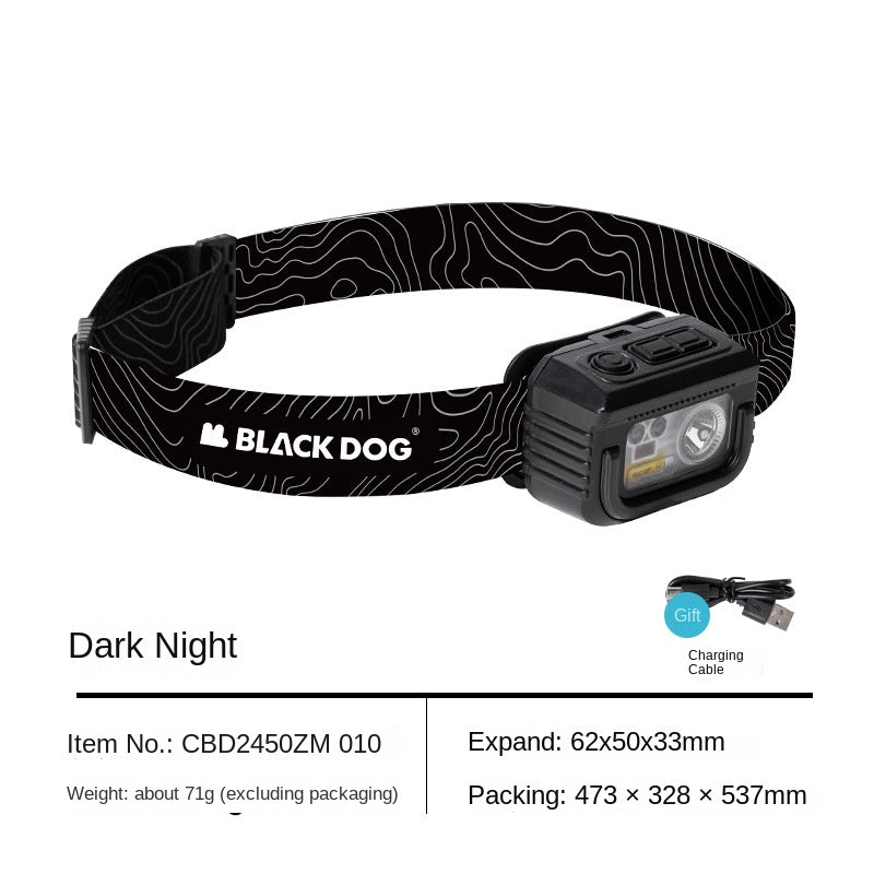 BLACKDOG by Naturehike WILD Multifunctional Induction Sensor Headlamp USB Charging Rechargeable Outdoor Camping Hiking Black Head Lamp Light IPX5 Waterproof Original Heavy Duty Black Dog Nature Hike