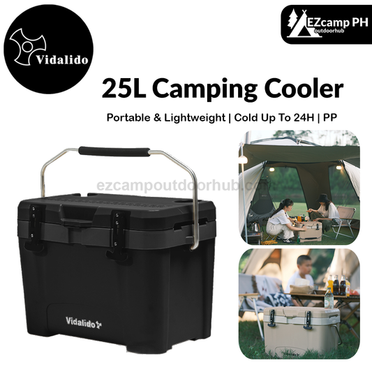 Vidalido 25L Camping Cooler Portable Lightweight Multipurpose Insulated Storage Box Car Refrigerator Cold Up To 24H Outdoor PP Material