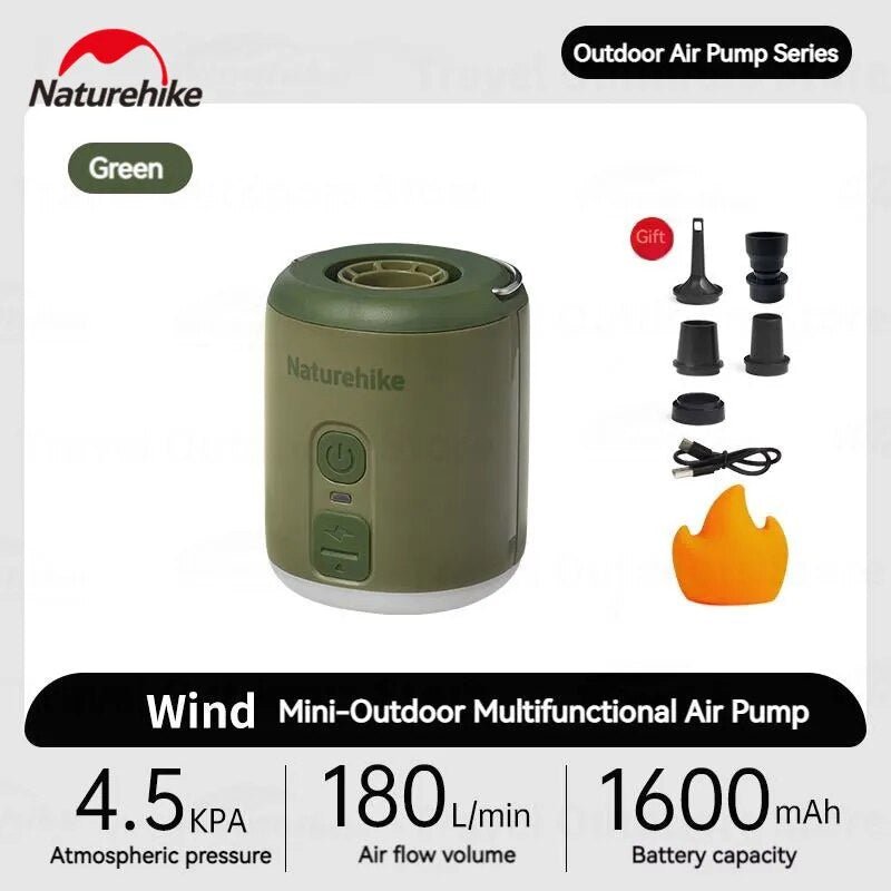 Naturehike WIND MINI Multifunctional Air Pump Lantern Ultralight Portable Lamp Light Inflatable Pump Outdoor Camping Hiking Equipment Tool Inflate Deflate 4.5kpa Air Pressure USB C Rechargeable Tent Mattress Bed Pillow Mat Bed Nature Hike