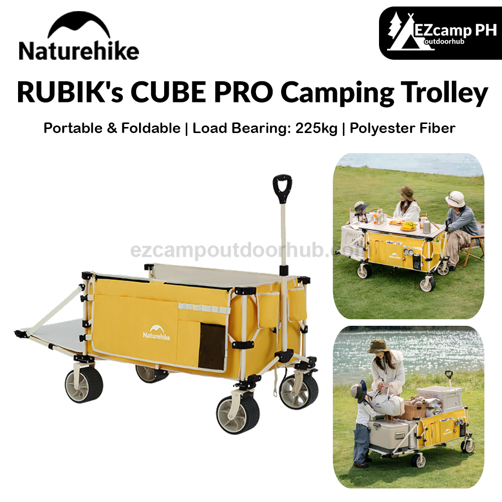 Naturehike RUBIK's CUBE PRO Camping Trolley Portable Foldable Outdoor Cart All Terrain Wheel Folding Wagon Up To 225kg Load 450L Capacity