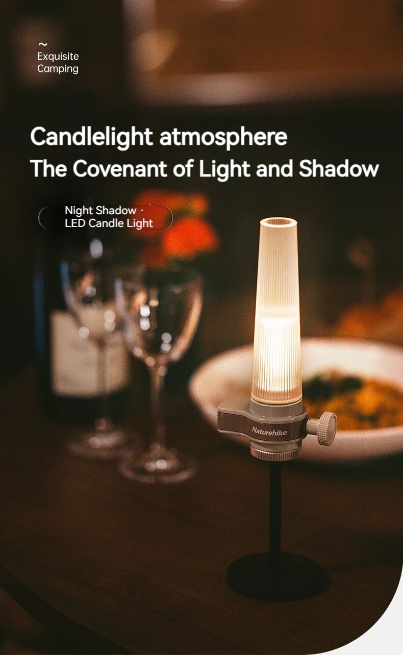 Naturehike NIGHT SHADOW Candlelight LED Outdoor Atmosphere Lighting Lamp Aesthetic USB Charging 1-110 Lm Ambient Light IPX4 Waterproof Candle Lantern