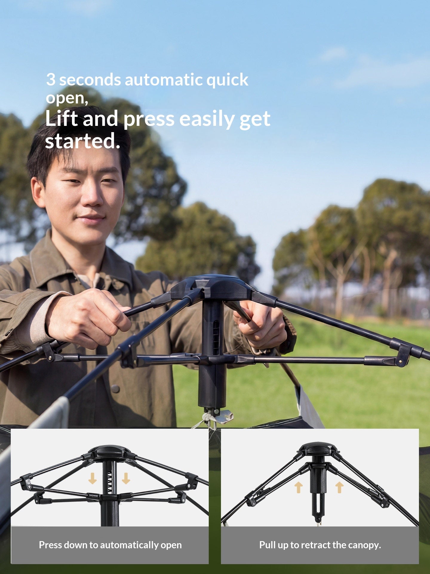 Naturehike ANGO 1BR/1LR Automatic Tent Fast Build Dome Style Tent Multiple Setting 1 Bedroom 1 Living Room for 4 Person Waterproof