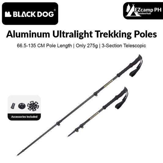 BLACKDOG Outdoor Telescopic 66.5-135CM Walking Trek Rod Stick Ultralight 6061 Aluminum Alloy Portable 3-Section External Lock Stick Trekking Poles