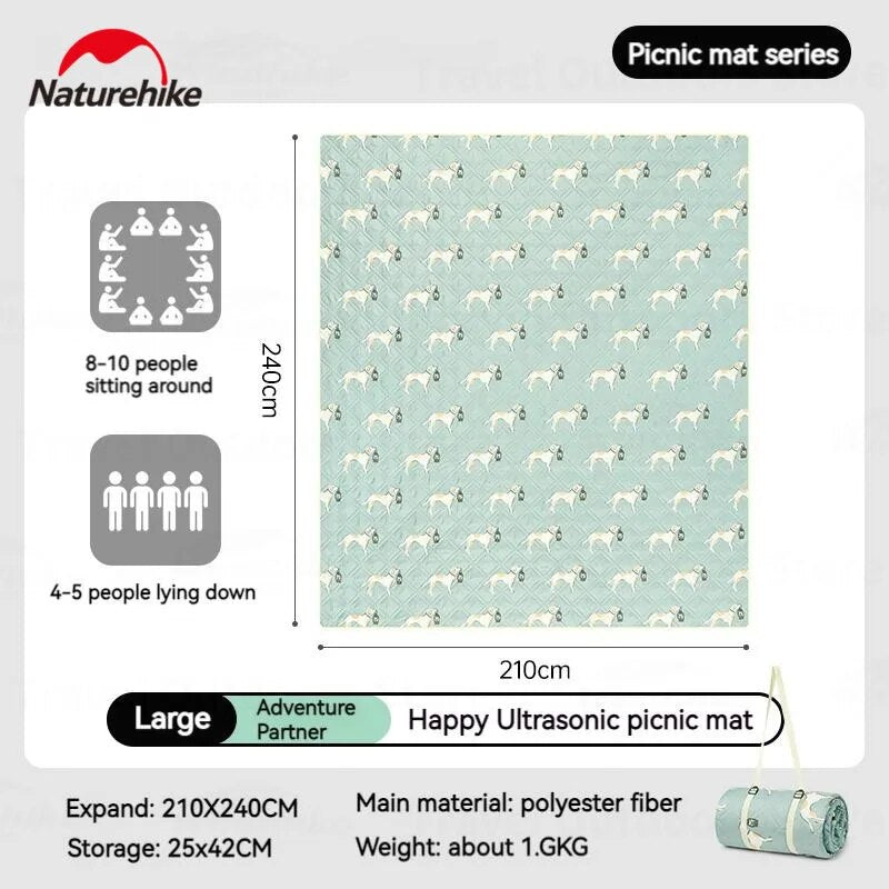 Naturehike HAPPY Series Ultrasonic Picnic Mat Camping Waterproof Moisture Proof 3-10 Persons Outdoor Beach Park Cushion Tent Sleeping Pad Eco-Friendly Cotton Blankets Nature Hike Village 6.0 13 Mat Add-on