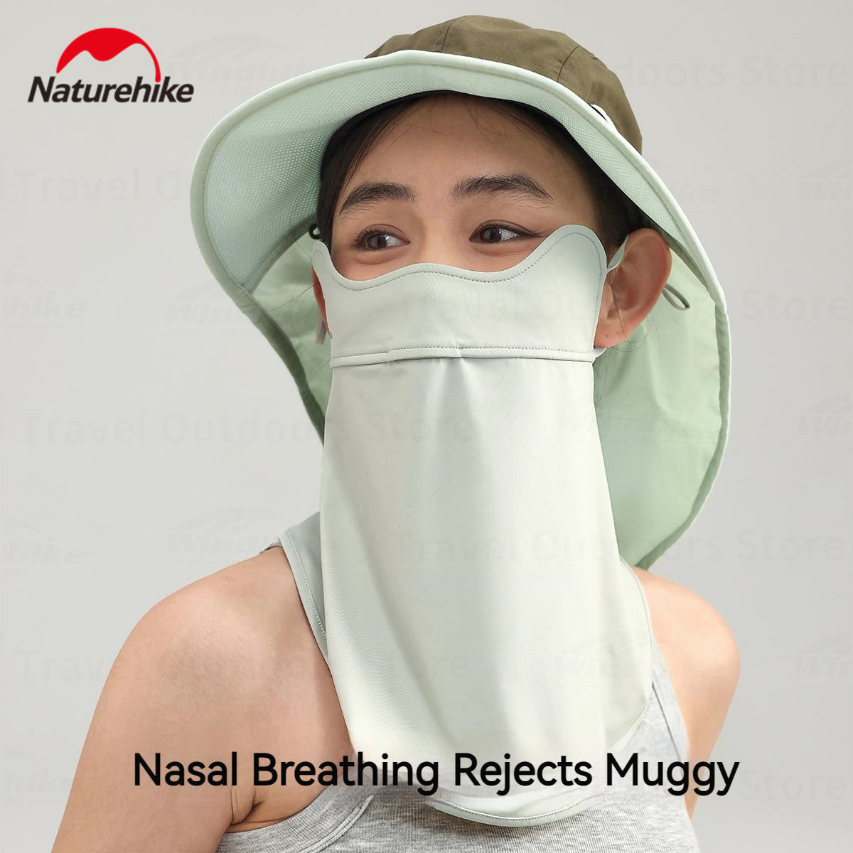 Naturehike Outdoor Neck Protection Mask Sports Breathable Adjustable Wrap Cover Sun Proof Bib Ice Soft Silk Mask Face Cover UV Sunscreen Face Scarf