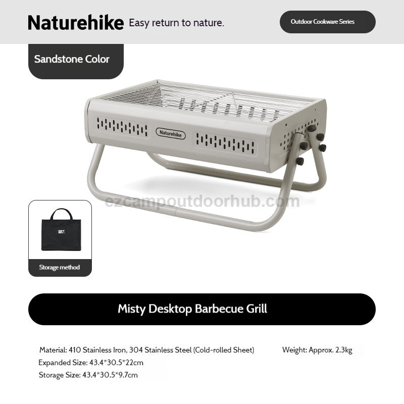 Naturehike MISTY Desktop BBQ Charcoal Grill Portable Foldable Kebab Griller Desktop Tabletop Meat Roaster Split Design Outdoor Cooking Equipment