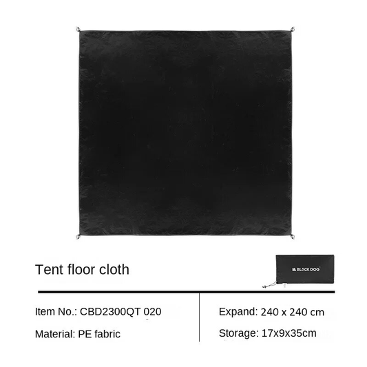 BLACKDOG by Naturehike Black Groundsheet Mat Tent Ground Floor Cloth Sheet Footprint Matting Waterproof 2000mm PE Polyethylene Fabric 3-Sizes