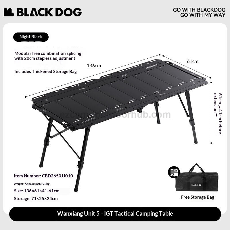 Blackdog MOVES IGT Extended Table Portable Foldable Multifunctional Tactical Modular Integrated Grill Table 5-Unit Unlimited Expansion Outdoor Camping