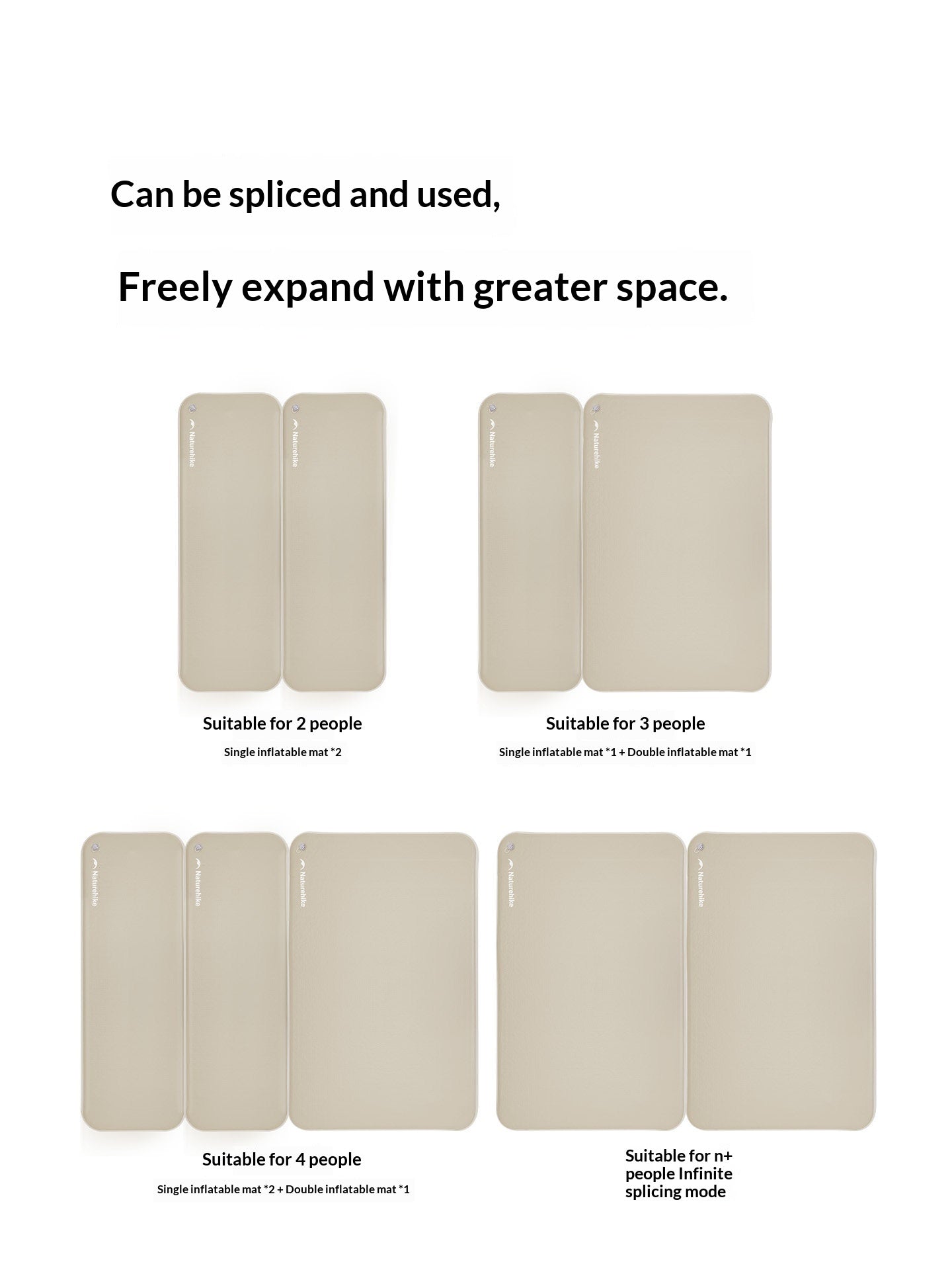 Naturehike FEATHER Series Air Inflatable Bed Foam Topped Padded 10CM Thick Sleeping Pad Optional Electric Or Manual Air Pump Unlimited Splicing Outdoor