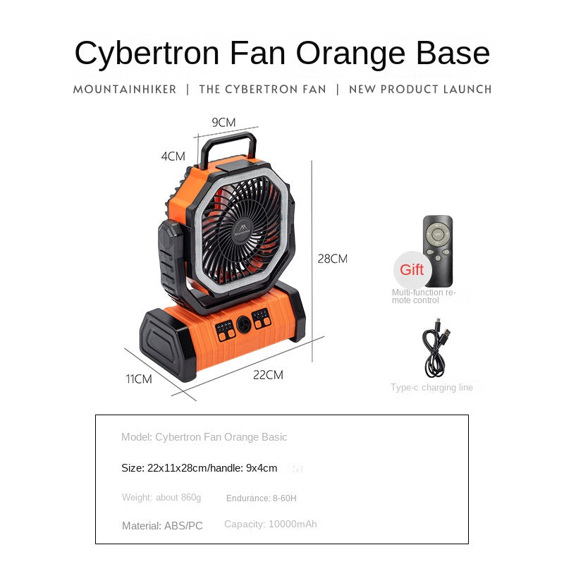 Mountainhiker Cybertron Fan v2 Portable Multipurpose Oscillating Fan Outdoor Camping 20000mAh Battery USB C Charging With Lamp Light Rugged With Remote