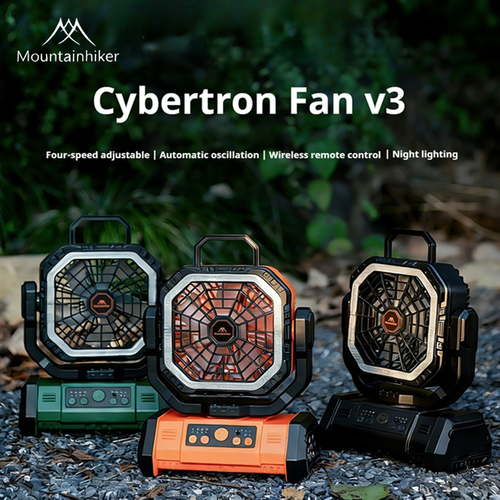 Mountainhiker Cybertron Fan v3 Portable Multipurpose Oscillating Fan Outdoor Camping 20000mAh Battery USB C Charging With Lamp Light Rugged With Wireless Remote Charging About 4-6 Hours ABS PC