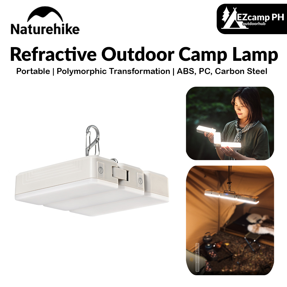 Naturehike Refractive Outdoor Camp Lamp Portable Folding Multi-shape Light Rechargeable Tent Lamp Waterproof Hanging USB LED Lantern Hook Flashlight