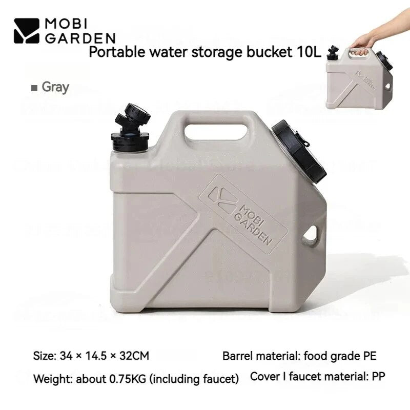 Mobi Garden MUZE Outdoor Water Container 10L 20L Thick Food Grade PE Plastic Material Drinking Water Storage Faucet Bucket Camping Large Capacity Tank Mobigarden