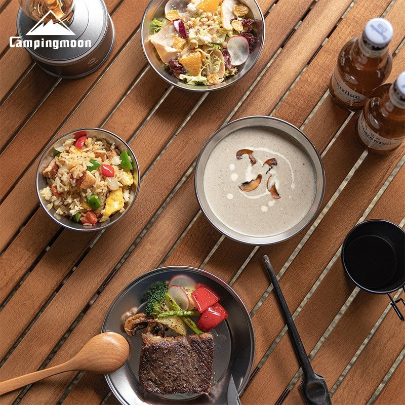 Campingmoon Picnic Bowls Portable Lightweight Stainless Steel Camping Bowl Stackable Easy To Clean Anti-Corrosion Outdoor Camping Hiking