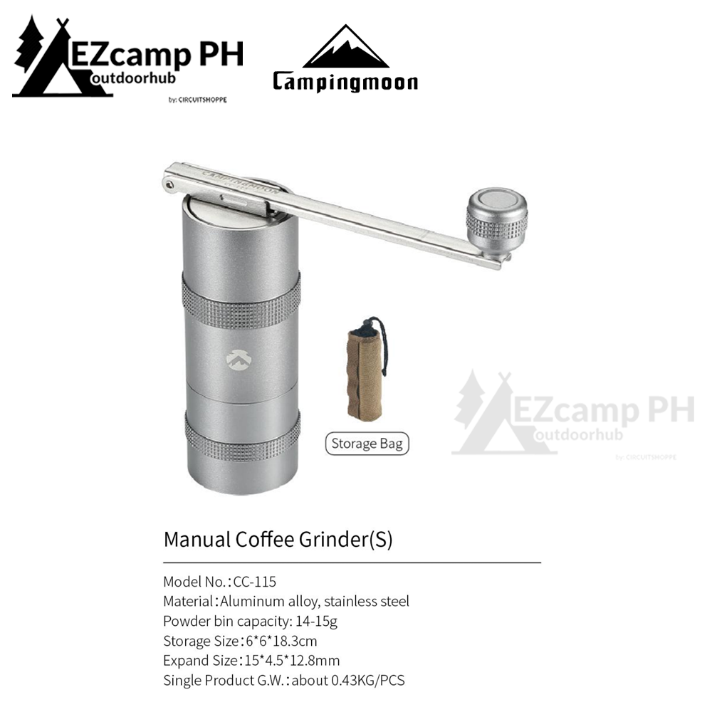 CAMPINGMOON Premium Manual Coffee Bean Grinder Stainless Steel Camping Outdoor Portable Hand Crank Coffee Grounds Maker Grinding Mill Equipment Camping Moon Small Medium CC-115 CC-152