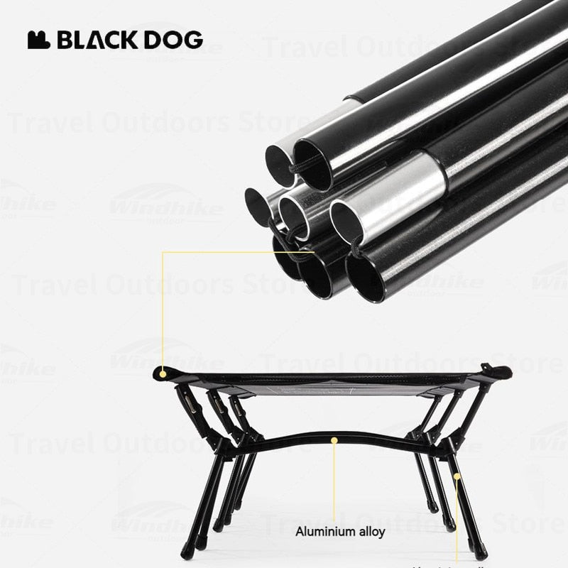 BLACKDOG by Naturehike Black High Low Folding Bed Cot Adjustable Height 150kg Load Upgraded Easy Aluminum Ultralight Bracket Outdoor Camping