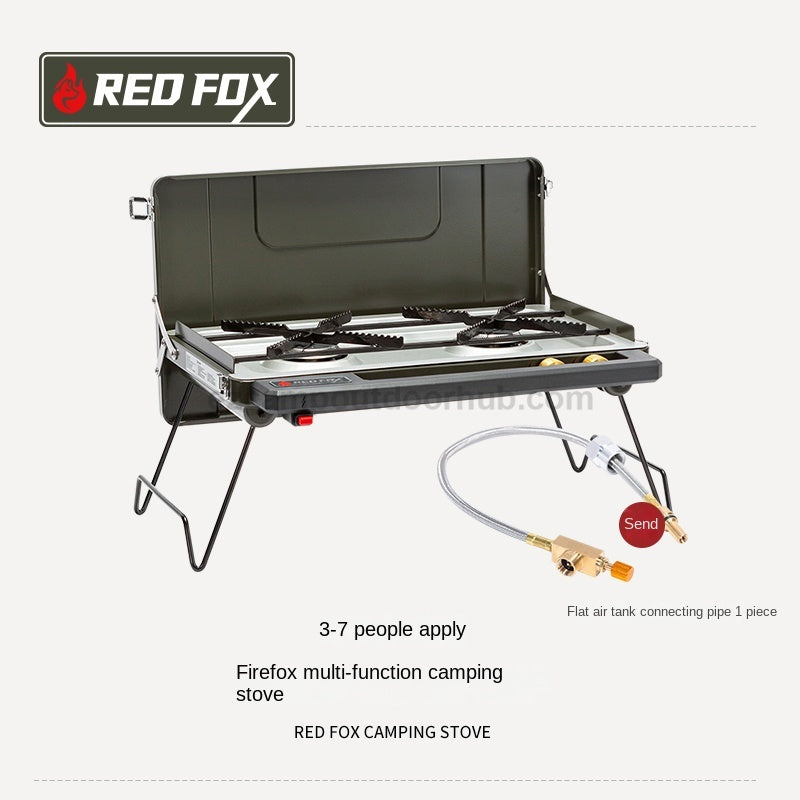 Redfox FIREFOX Double Butane Stove Portable Foldable Dual Burner Double Windproof Kitchen Split Cassette Canister Outdoor Camping Cold Rolled Steel