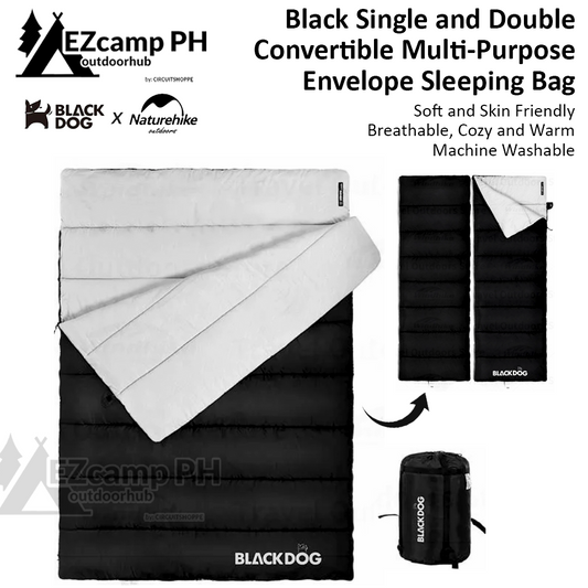 BLACKDOG by Naturehike Convertible Black Single and Double Envelope Sleeping Bag Thick Portable Camping Tent Bed Cover Mat Pad Quilt Multi-Function