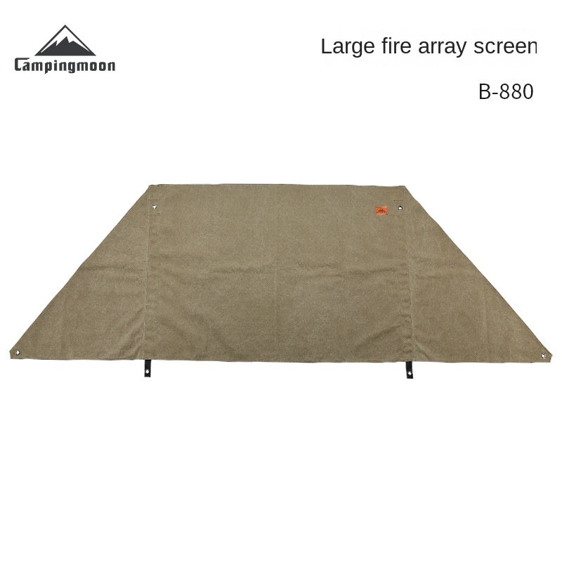 Campingmoon B-880 B-660 Canvas Fire Array Curtain Fireproof Windshield Outdoor Camping Portable Cooking Grill Tarp BBQ Stove Windproof Cloth Wind Deflector Wind Resistance Hiking Picnic Equipment Camping moon