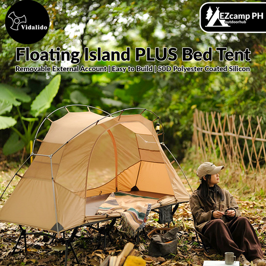 Vidalido Floating Island PLUS Bed Tent Outdoor Portable Ultralight Double Layer Off The Ground Single Cot Bed Tent For 1 Person Waterproof Mosquito Repellent Field Folding Bed Tent Camping Hiking Sleeping Beach Travel Heavy Duty Original Vida lido