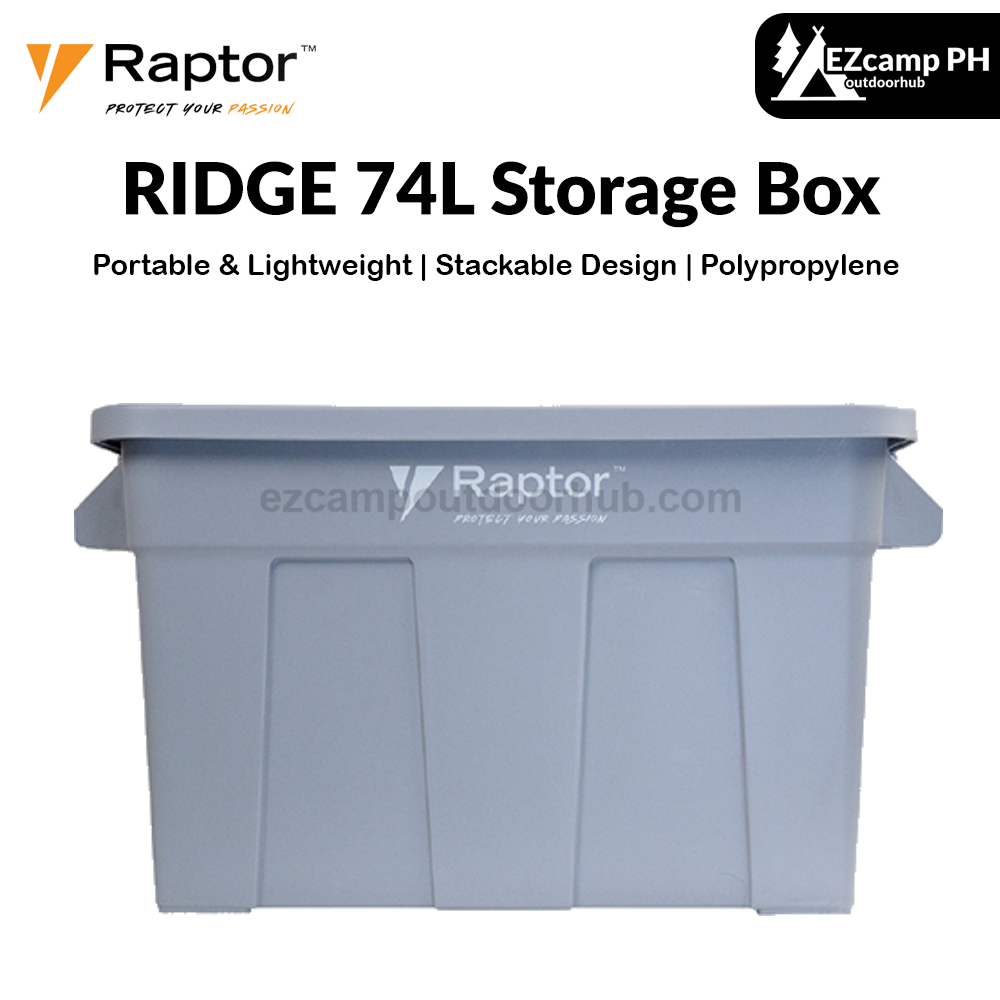Raptor Ridge Box Raptor RIDGE 74L Storage Box Portable Lightweight Stackable Design Lar ...