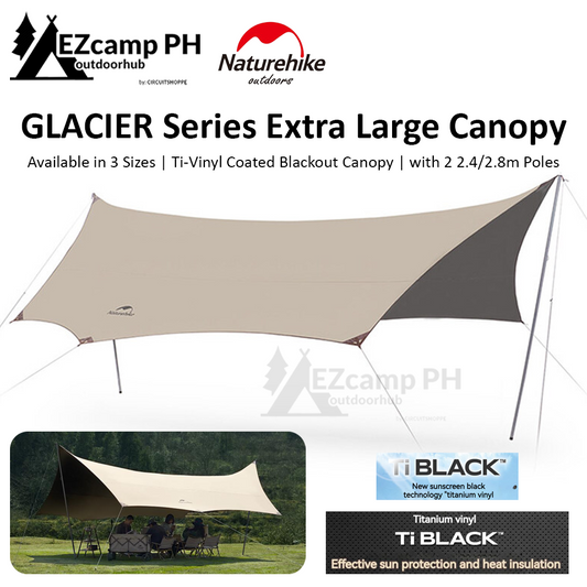 Naturehike Upgraded GLACIER Series Canopy 8-14 Persons Large Sunshade Tarp Titanium Vinyl Coated Waterproof Blackout Camping Awning Tent with 2 Poles