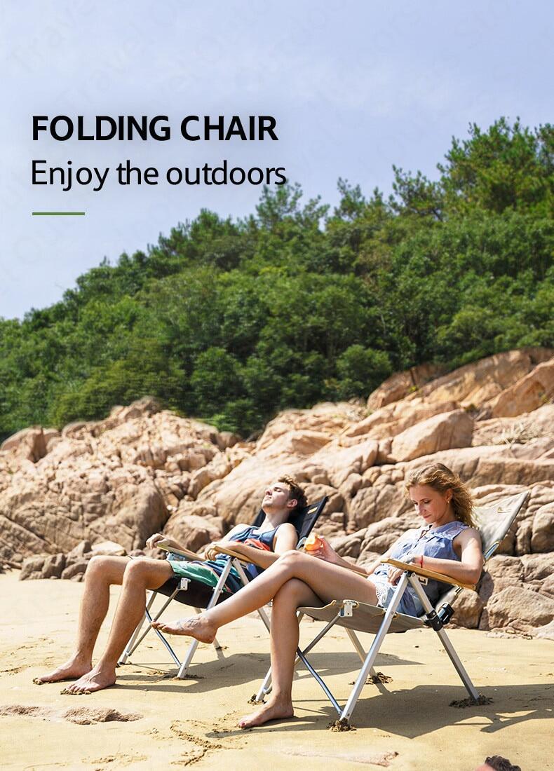 Naturehike TY03 Folding Outdoor Beach Chair 3 Way Recliner Adjustable Backrest Leisure With Armrest Chair Car Mounted Aluminum Pipe Support Reclining