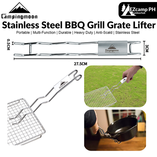 CAMPINGMOON S200 Portable Stainless Steel BBQ Grill Grate Lifter Rust Resistant Barbecue Oudoor Cooking Grid Lifter Gripper Special Pick Grill Clip