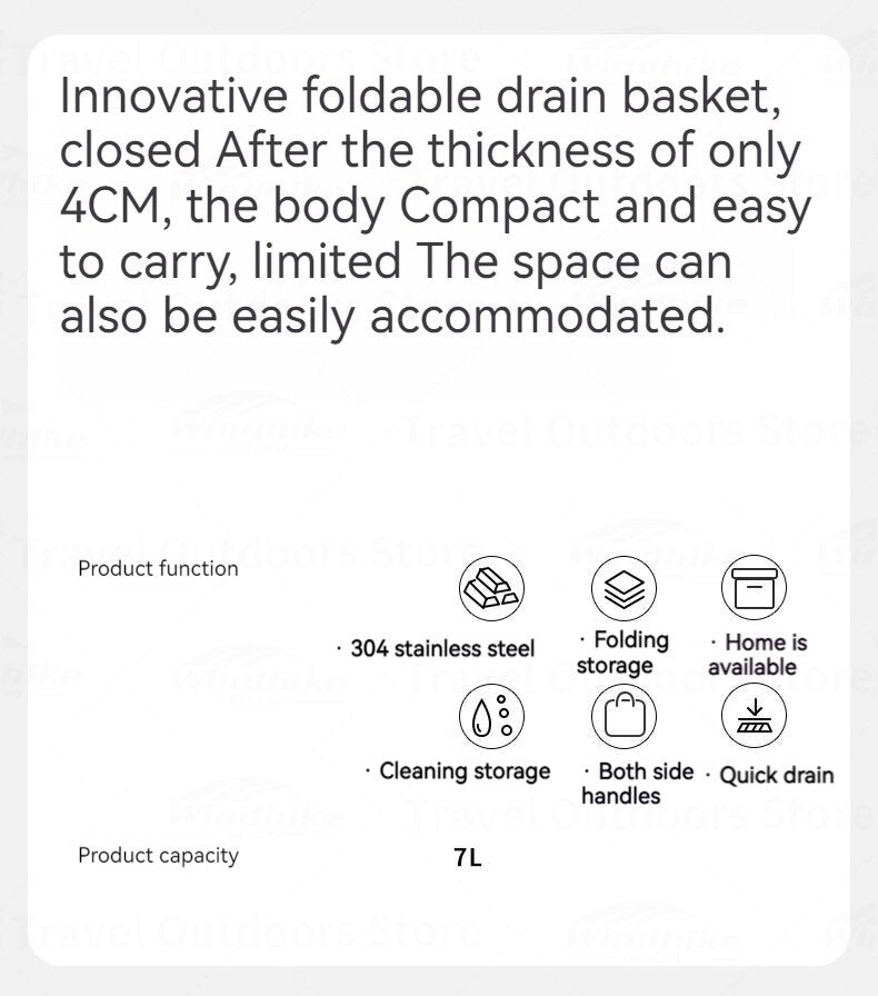 Naturehike IGT Compatible 7L Stainless Steel Drain Basket Portable Folding Storage 1-Unit IGT Accessories Integrated Grill Table Camping Drying Rack