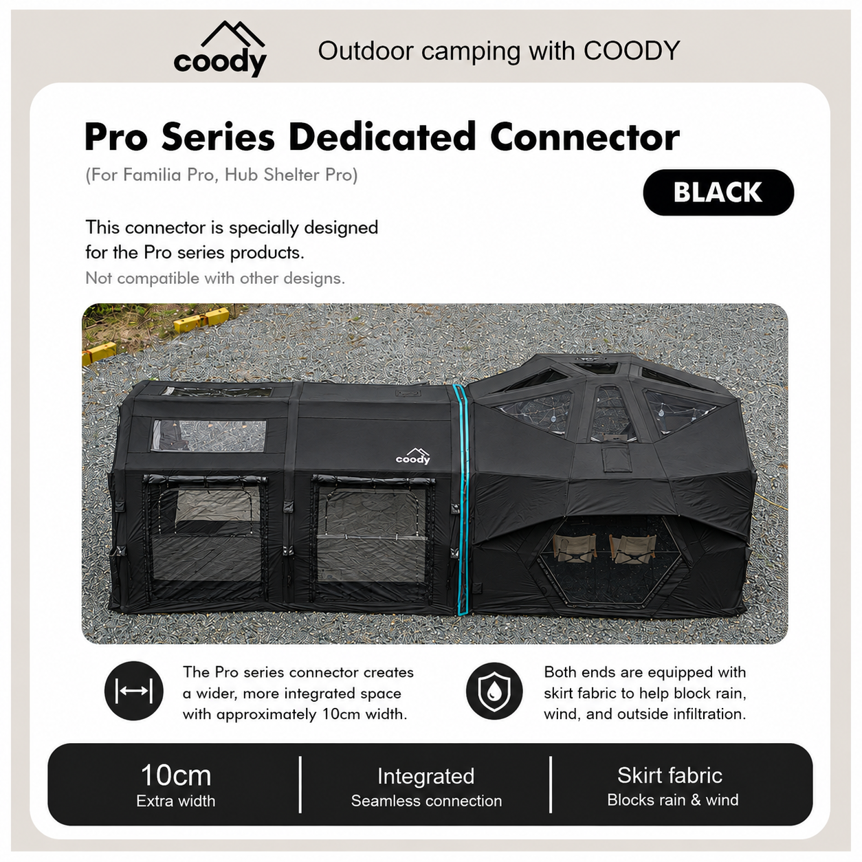 Coody PRO Tunnel Series Air Tent Connector For 10.0 / 17.2 PRO Tunnel And HUB Shelter PRO Tent Accessories Add-ons