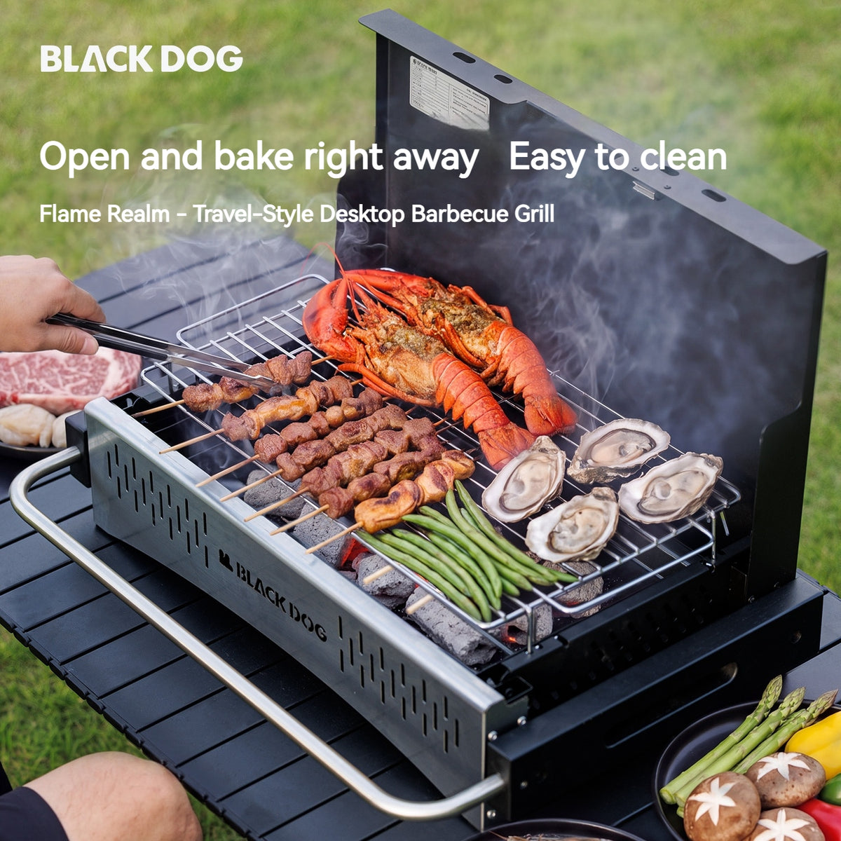 Blackdog Portable Folding Charcoal Grill 2 Sizes BBQ Tabletop Adjustable Camping Stove Outdoor