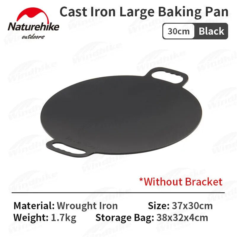 Naturehike Large Baking Cooking Pan Non-Stick High Round Square Tripod Stand or Stove Grill Top Frying Pan Korean BBQ Grilling Cast Iron Outdoor Camping Portable Cookware Equipment 26/30/40/49cm with Storage Bag Nature Hike