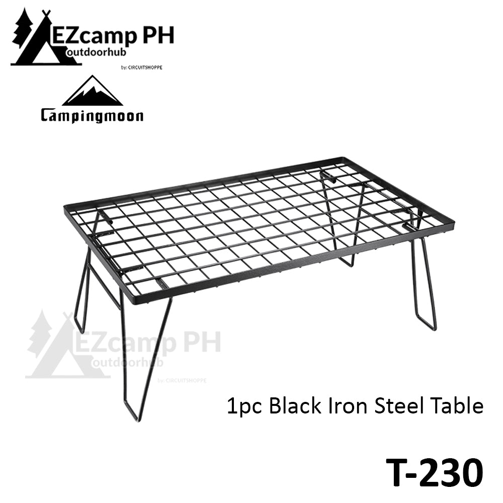 CAMPINGMOON Multi-Purpose Portable Folding Table Black Iron Stainless Steel Stackable Storage Rack Foldable Metal Table Outdoor Camping Hiking Travel Picnic  Heavy Duty Original Camping Moon