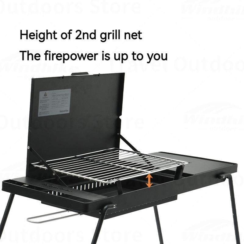 Naturehike Mini BBQ Table Outdoor Portable Lightweight Folding Tabletop Grill Multi-Function With 2 Speed Adjustable Fire Desktop Burner Table Heater Camping Hiking Picnic Barbecue Beach Travel Heavy Duty Original Nature Hike