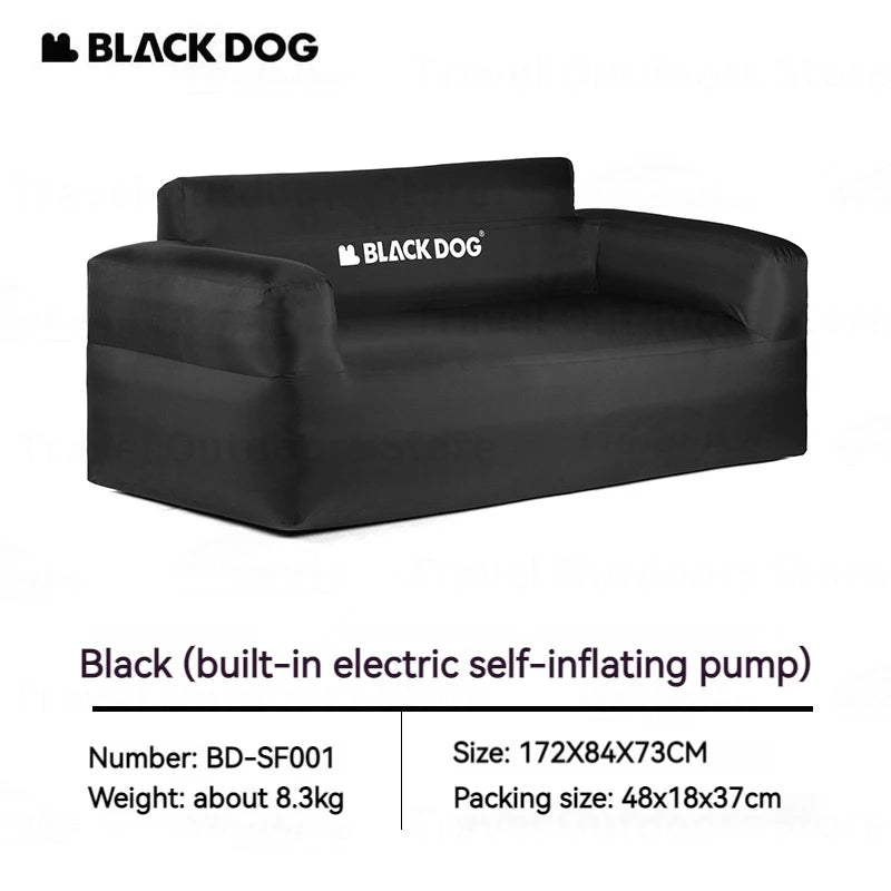 BLACKDOG by Naturehike Automatic Air Inflatable Black Camping Double Portable Sofa Bed 45cm Height up to 300kg Max Load Built-in Electric Air Pump USB C Rechargeable Outdoor Beach Picnic Waterproof Lazy Chair Black Dog Nature Hike