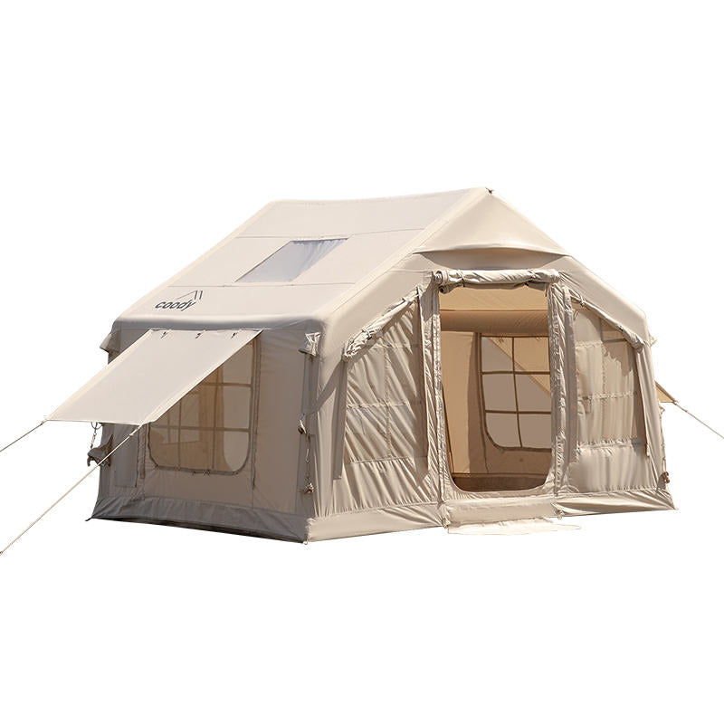 Coody Premium Cabin AIR 8.0 Air Inflatable Tent 4-6 Person 8m² Interior Space Blended Cotton Waterproof Outdoor Camping Black Vinyl Coated Sunscreen Rain Cover